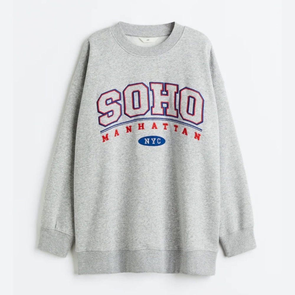 H&M Printed Crewneck Manhattan logo size Large cotton polyester